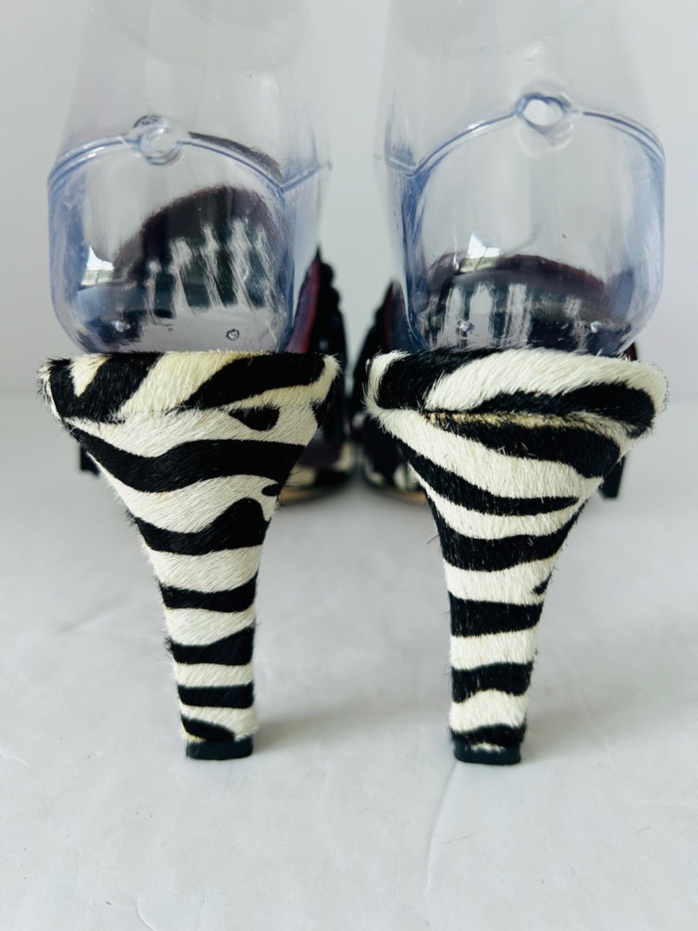STAUD Raoule Zebra Beaded Fringe Heels Mules Calf Hair Shoes EU37 US Size 7 - Picture 6 of 9